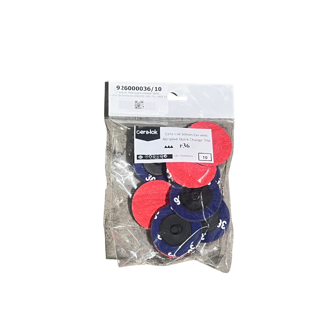 ROLOC TYPE QUICK CHANGE 50MM SELF SHARPENING CERAMIC DISC P36 -PACK 50