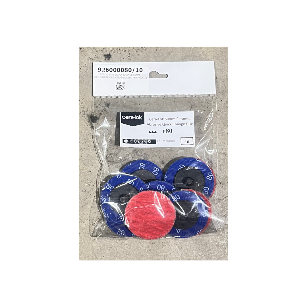 ROLOC TYPE QUICK CHANGE 50MM SELF SHARPENING CERAMIC DISC P80-PACK 50