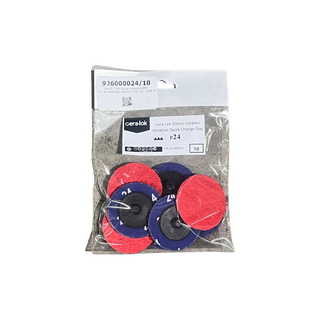 ROLOC TYPE QUICK CHANGE 50MM SELF SHARPENING CERAMIC DISC P24 -PACK 50