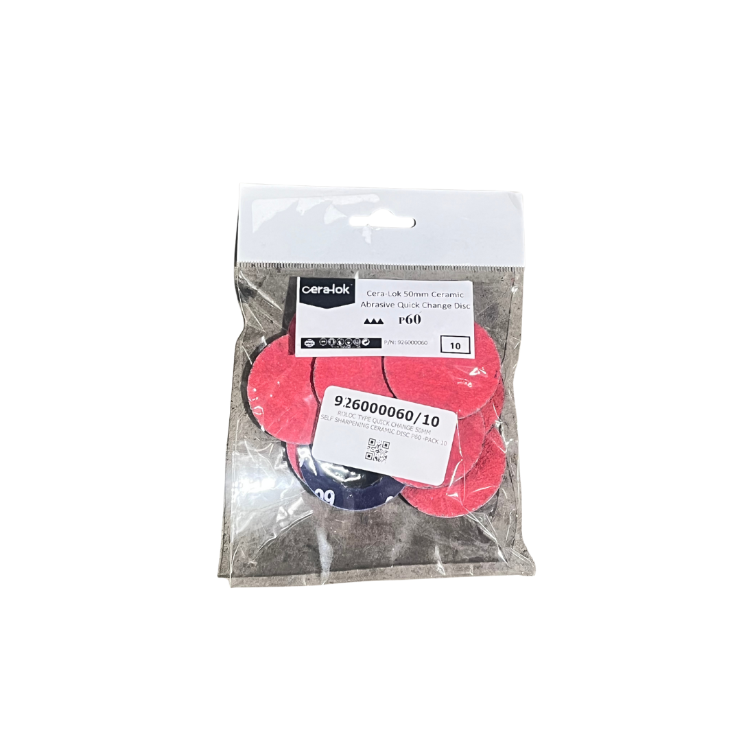 ROLOC TYPE QUICK CHANGE 50MM SELF SHARPENING CERAMIC DISC P60 -PACK 50